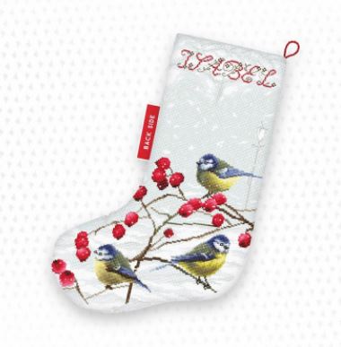 click here to view larger image of Blue Tits Stocking (counted cross stitch kit)