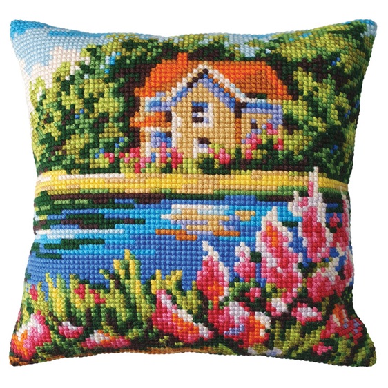 click here to view larger image of Lake House Cushion (counted canvas kit)