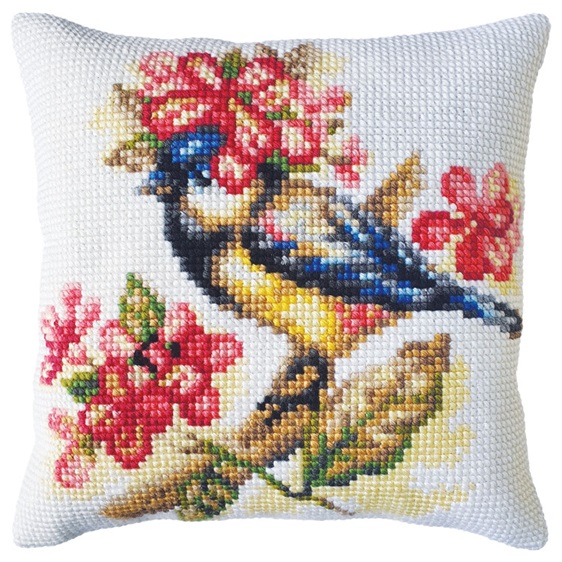 click here to view larger image of Titmouse Cushion (counted canvas kit)