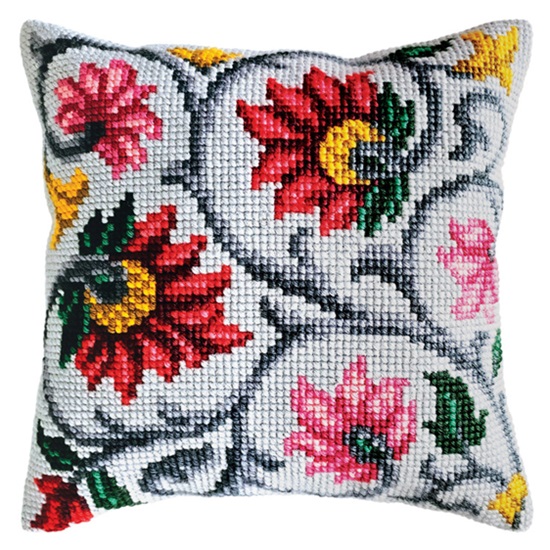 click here to view larger image of Floral Ornament Cushion (counted canvas kit)
