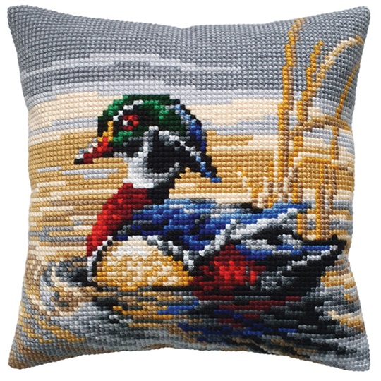 click here to view larger image of Mandarin Drake Cushion (counted canvas kit)